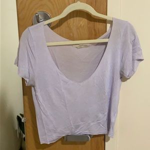 Urban Outfitters Lavender Scoop-neck Copped Top